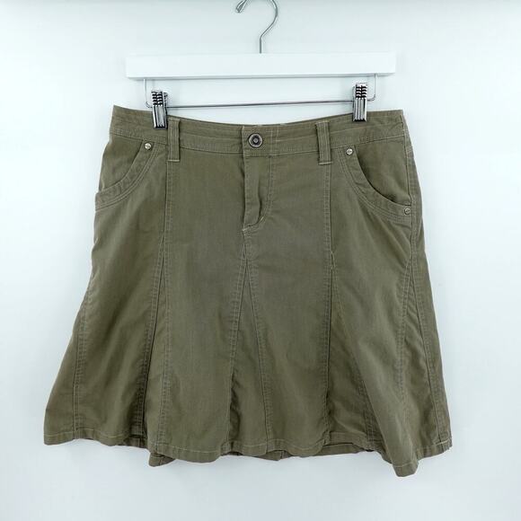 Kuhl Skirt Womens 6 Green Patine Dye Inverted Pleat Gorpcore Granola Girl Nature - Picture 1 of 7